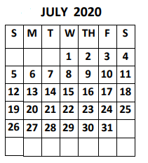 District School Academic Calendar for Yzaguirre Middle School for July 2020