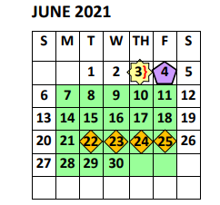 District School Academic Calendar for PSJA High School for June 2021