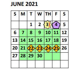 District School Academic Calendar for Graciela Garcia Elementary for June 2021