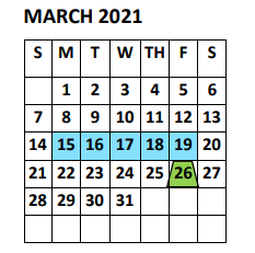 District School Academic Calendar for Graciela Garcia Elementary for March 2021