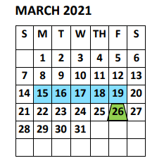 District School Academic Calendar for Zeferino Farias Elementary for March 2021