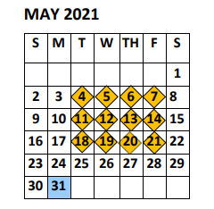 District School Academic Calendar for Doedyns Elementary for May 2021