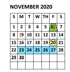 District School Academic Calendar for Graciela Garcia Elementary for November 2020