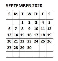 District School Academic Calendar for Sorensen Elementary for September 2020