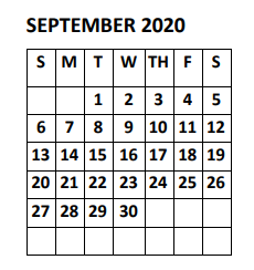 District School Academic Calendar for Doedyns Elementary for September 2020