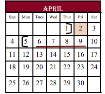 District School Academic Calendar for Palestine Middle School for April 2021
