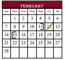 District School Academic Calendar for Palestine High School for February 2021