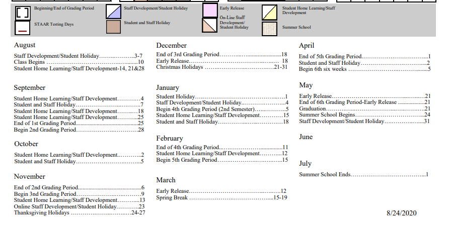District School Academic Calendar Key for Southside Primary School