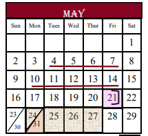 District School Academic Calendar for Southside Primary School for May 2021