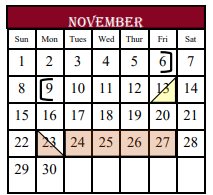 District School Academic Calendar for Northside Early Childhood Center for November 2020