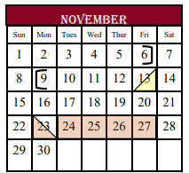 District School Academic Calendar for Southside Primary School for November 2020