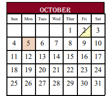 District School Academic Calendar for Palestine Middle School for October 2020