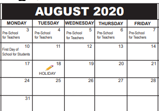 District School Academic Calendar for Lake Shore Annex for August 2020