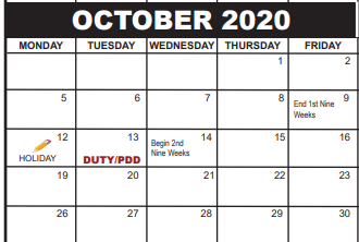 District School Academic Calendar for Pierce Hammock Elementary School for October 2020