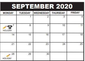 District School Academic Calendar for Jupiter Elementary School for September 2020