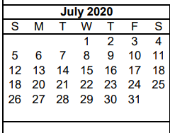 District School Academic Calendar for Austin Elementary for July 2020