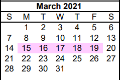 District School Academic Calendar for P L C-pampa Learning Ctr for March 2021