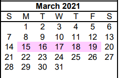 District School Academic Calendar for Travis El for March 2021