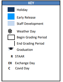 District School Academic Calendar Legend for Aikin El