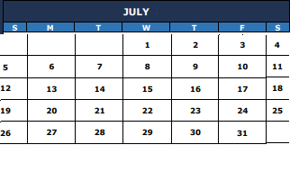 District School Academic Calendar for Apex Alternative Ed for July 2020