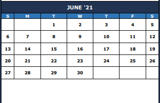District School Academic Calendar for Laura Welch Bush Elementary for June 2021