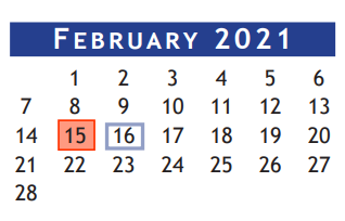 District School Academic Calendar for Berry Milller Junior High School for February 2021