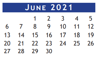 District School Academic Calendar for Brazoria Co J J A E P for June 2021