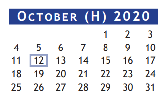 District School Academic Calendar for Berry Milller Junior High School for October 2020