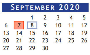 District School Academic Calendar for Brazoria Co J J A E P for September 2020