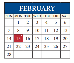 District School Academic Calendar for Travis Co J J A E P for February 2021