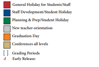 District School Academic Calendar Legend for Springhill Elementary