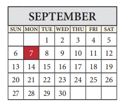 District School Academic Calendar for Dessau Middle School for September 2020