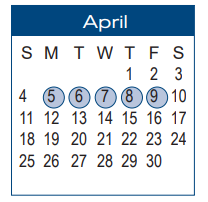 District School Academic Calendar for Pickens Middle for April 2021
