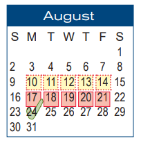 District School Academic Calendar for Pickens Middle for August 2020