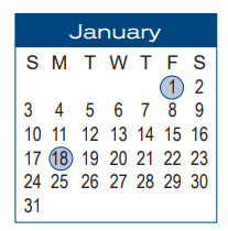 District School Academic Calendar for Six Mile El for January 2021