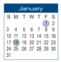 District School Academic Calendar for D W Daniel High for January 2021