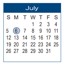 District School Academic Calendar for East End El for July 2020