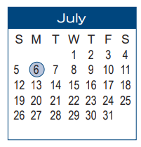 District School Academic Calendar for Central El for July 2020