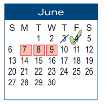 District School Academic Calendar for West End El for June 2021