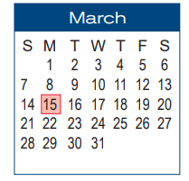 District School Academic Calendar for Six Mile El for March 2021