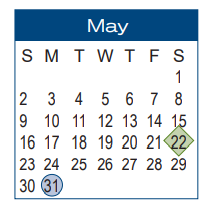 District School Academic Calendar for B J Skelton Career Ctr for May 2021