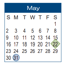 District School Academic Calendar for Pickens Middle for May 2021