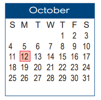 District School Academic Calendar for D W Daniel High for October 2020