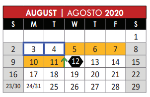 District School Academic Calendar for David Mccall Elementary for August 2020