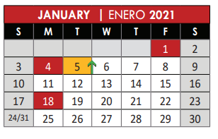 District School Academic Calendar for David Mccall Elementary for January 2021