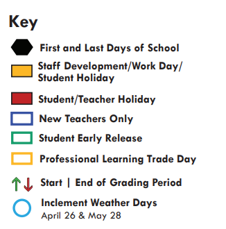 District School Academic Calendar Legend for David Mccall Elementary