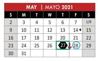 District School Academic Calendar for Frankford Middle for May 2021