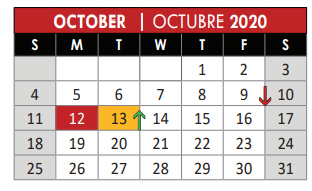 District School Academic Calendar for Hedgcoxe Elementary School for October 2020