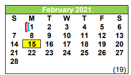 District School Academic Calendar for Atascosa Co Alter for February 2021