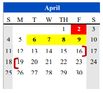 District School Academic Calendar for Cameron Co J J A E P for April 2021